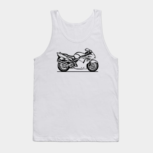 CBR1100XX Super Blackbird Motorcycle Sketch Art Tank Top by DemangDesign